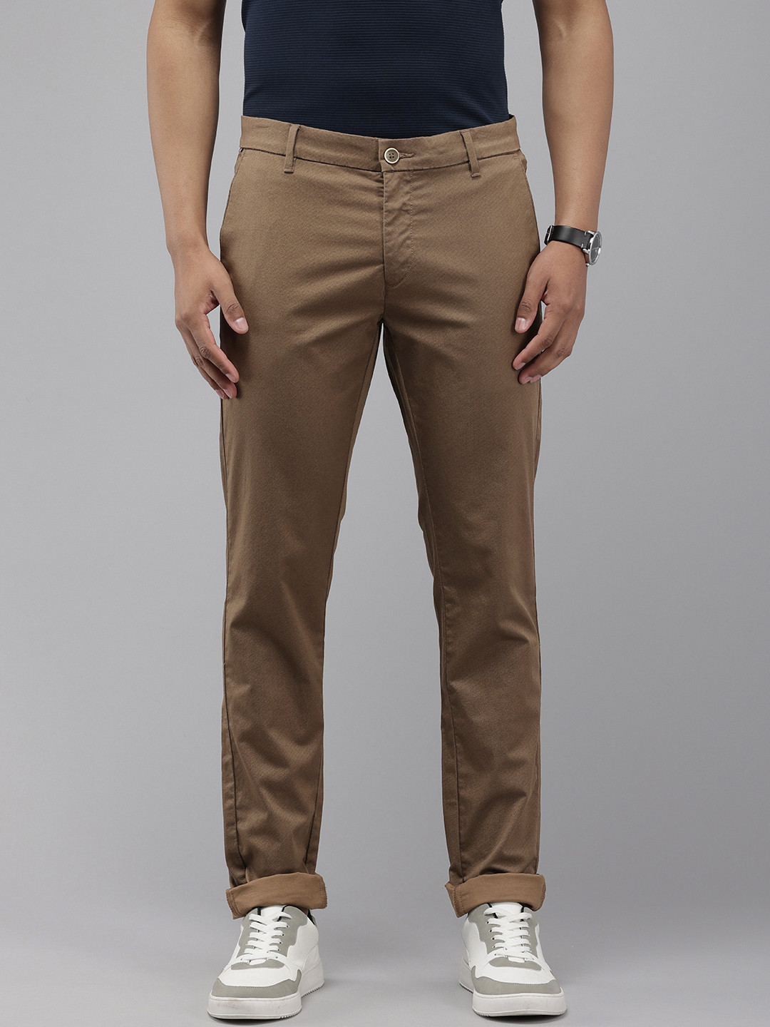 Buy U.S. Polo Assn. Men Textured Austin Slim Fit Trousers - Trousers ...