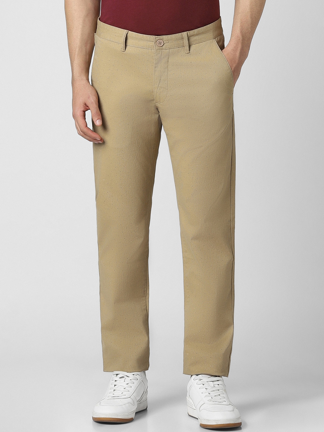 Buy Van Heusen Sport Men Mid Rise Slim Fit Cotton Trousers - Trousers ...