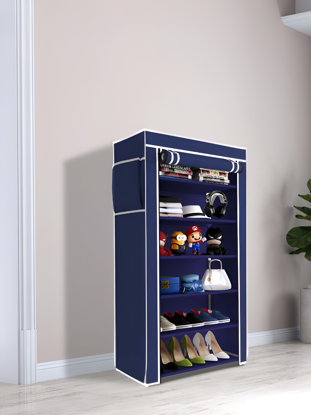 Buy Pamworld Navy Blue 6 Tier Rectangle Shoe Rack Racks And Wardrobes