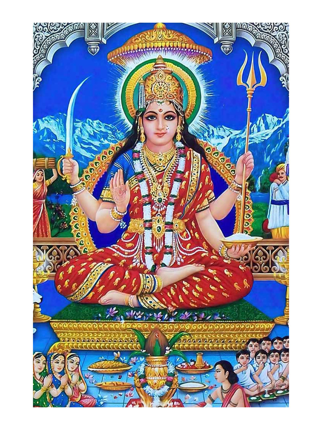 Maa Sticker Red Buy British Terminal Blue & Red Goddess Santoshi Maa Religious Wall ...