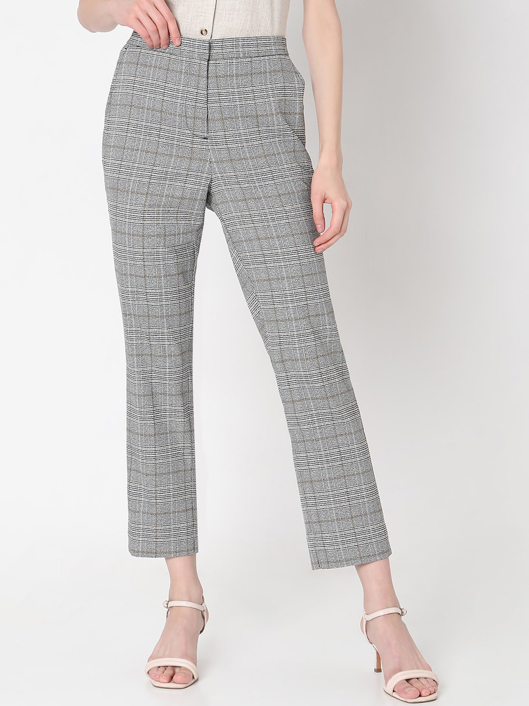 Women Black Mid-Rise Pleated Formal Trousers main image 0