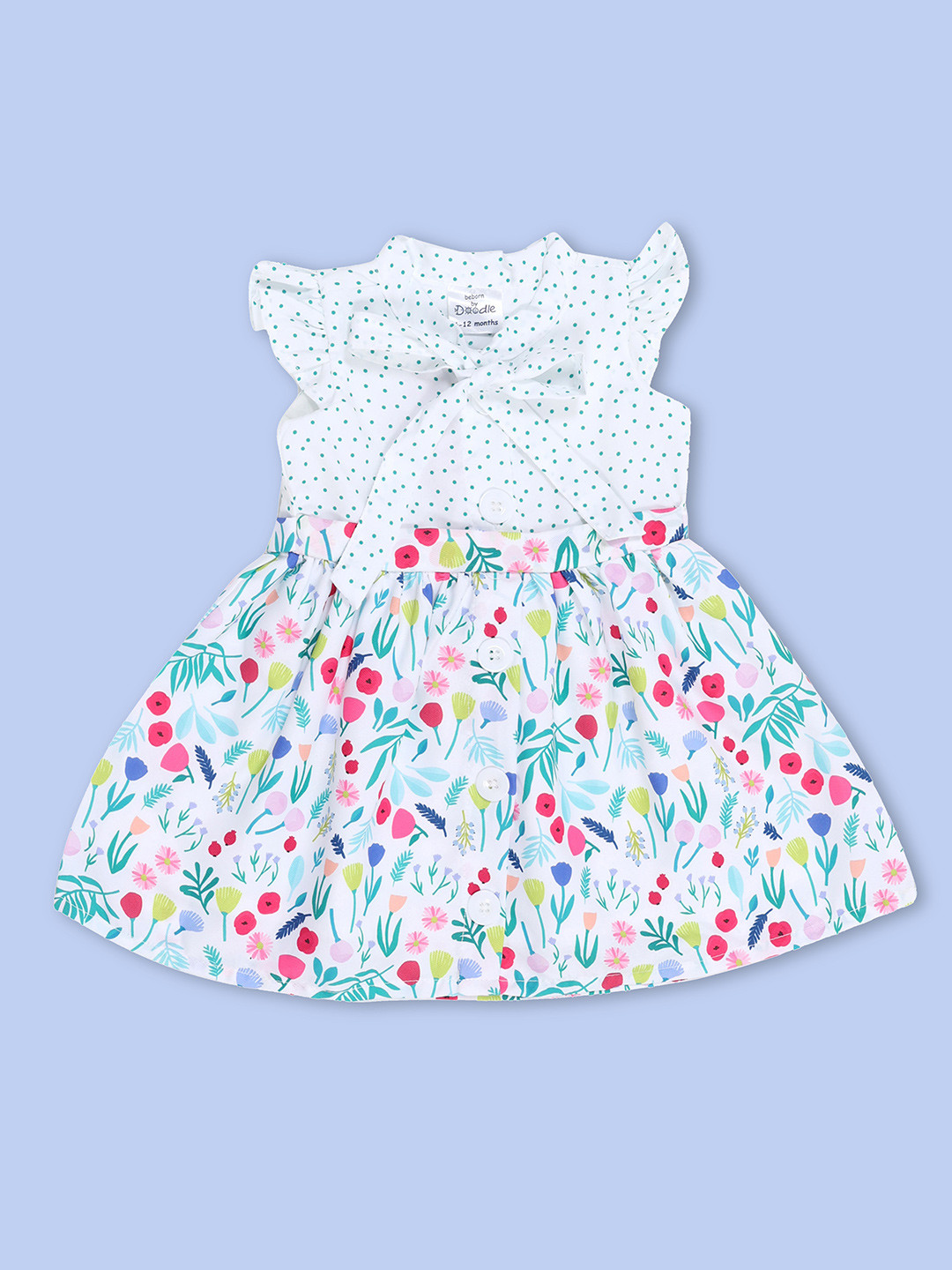 Girls Floral Print Flutter Sleeve Casual Dress