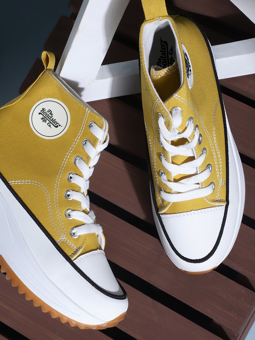 Buy Roadster The Lifestyle Co. Women Mustard Comfort Insole Canvas High ...