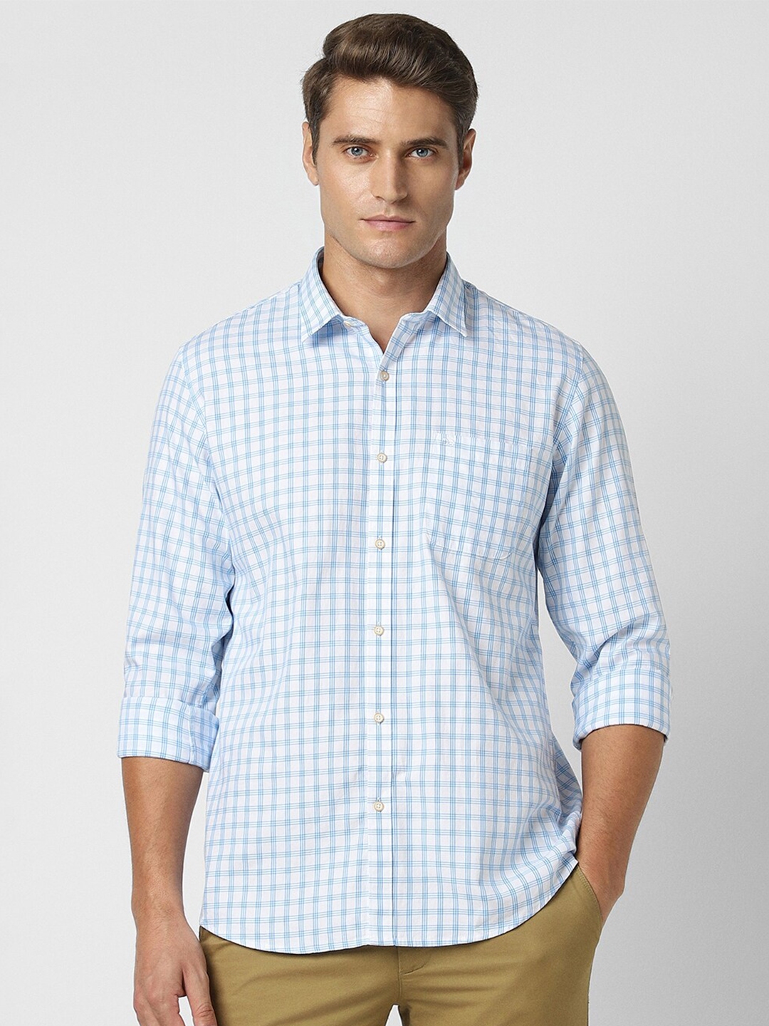 Buy Peter England Casuals Men Slim Fit Opaque Checked Casual Shirt ...