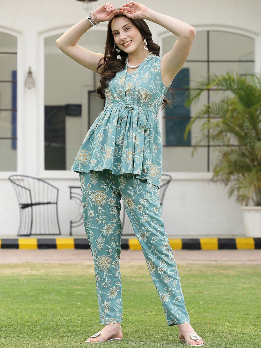 Women's Pink Floral Printed Tunic in Rayon