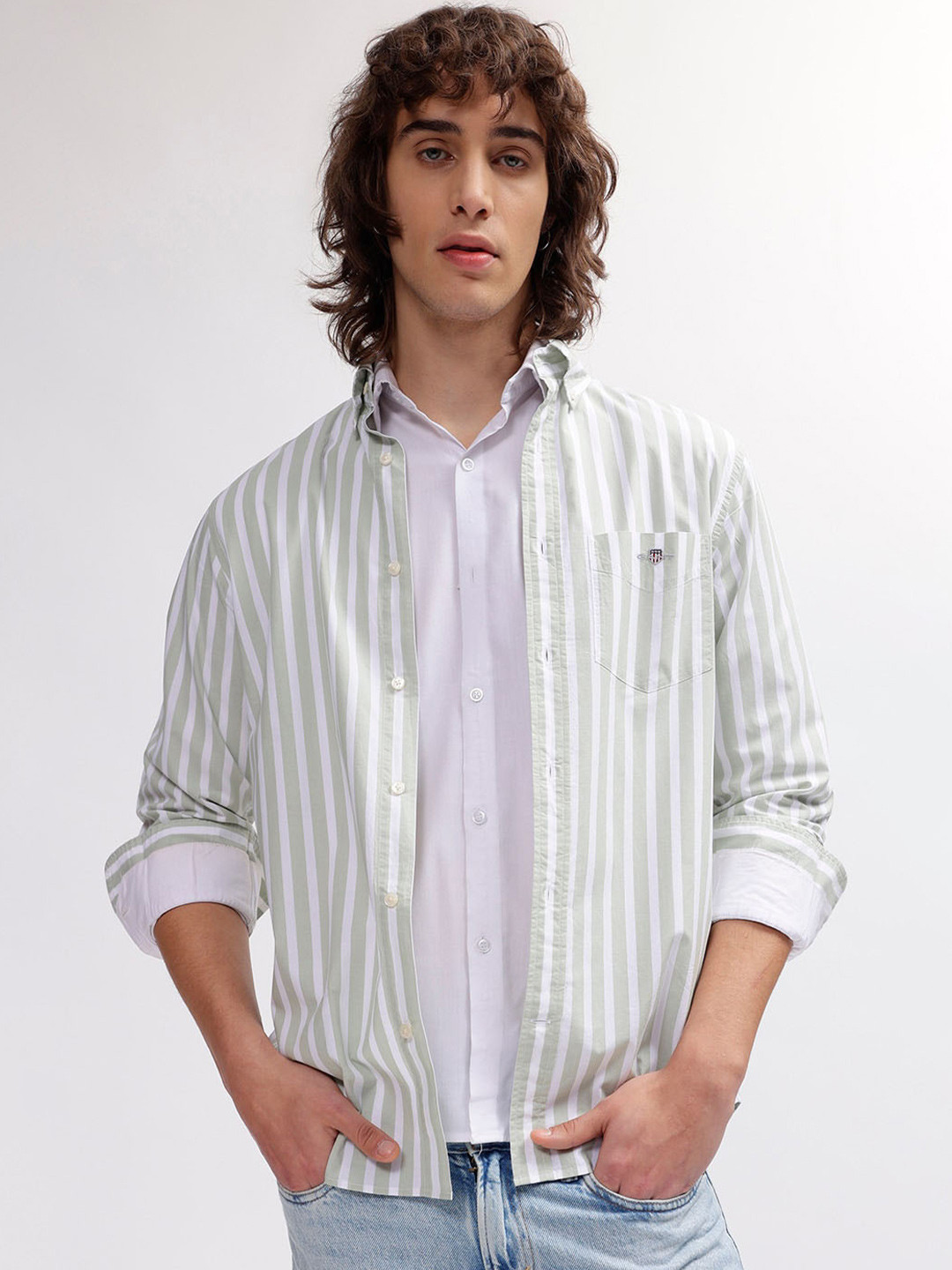 Gant Men Pink Striped Button-Down Collar Full Sleeves Shirt main image 0