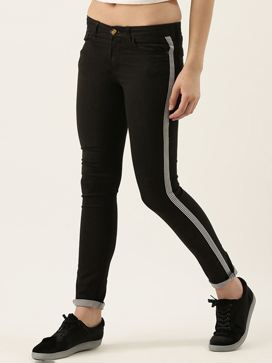 Buy Campus Sutra Women Smart Mid Rise Regular Fit Cotton Jeans - Jeans ...
