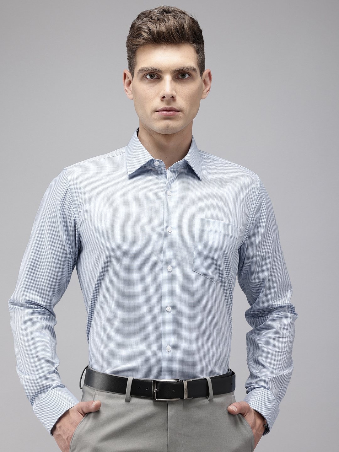 Buy Van Heusen Pure Cotton Slim Fit Micro Checks Opaque Formal Shirt ...