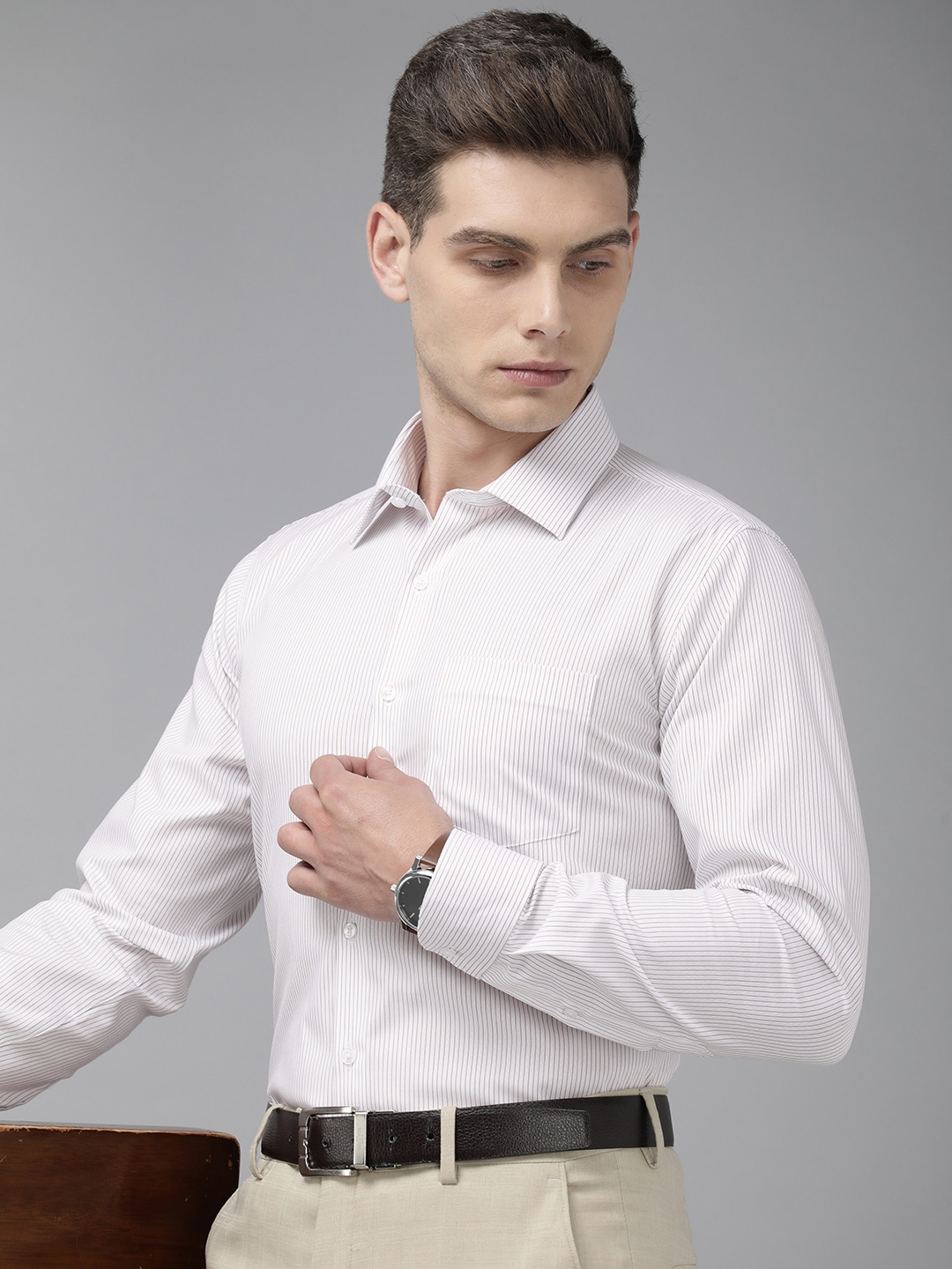 Buy Van Heusen Pure Cotton Self Design Slim Fit Textured Formal Shirt ...