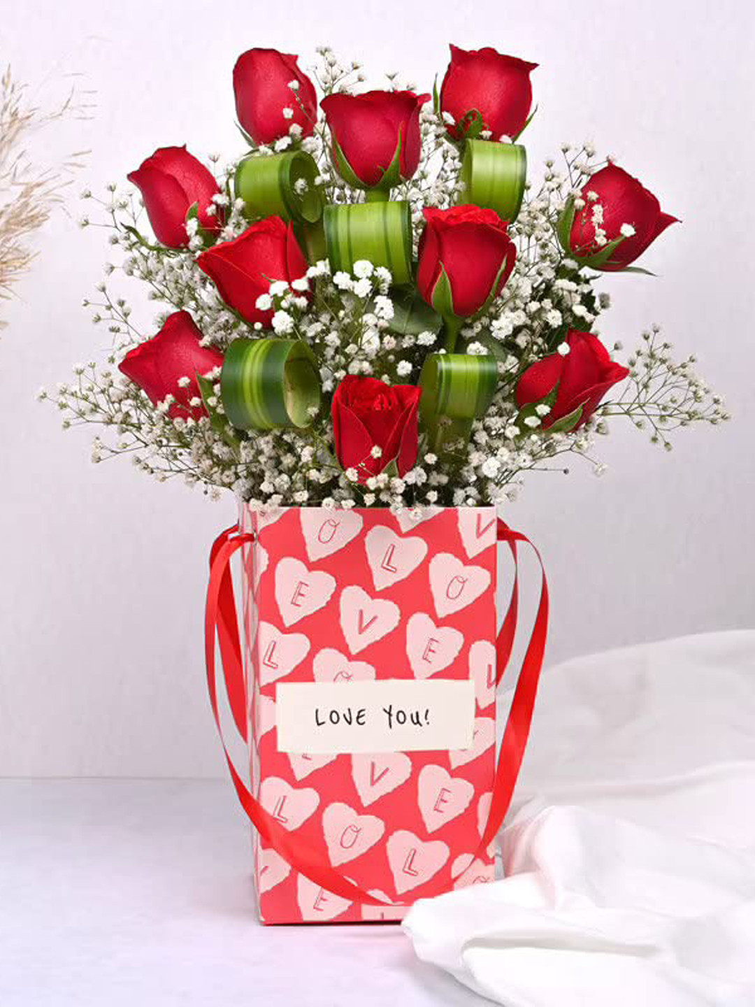 Buy Floweraura 10Pcs Red Live Roses Flowers Bouquet In Paper Box - Live ...