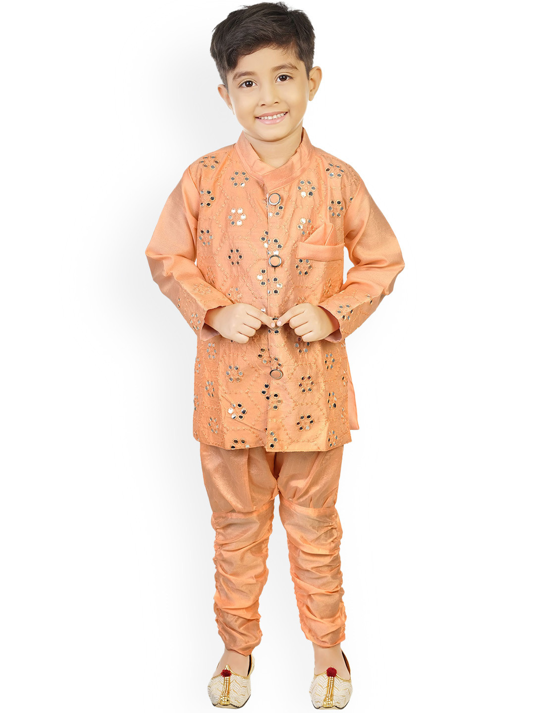 Muraqsh Ready To Wear Embroidered Silk Boys Bahaar Mint Kurta Trouser MUR-B-GRS - Summer Collection