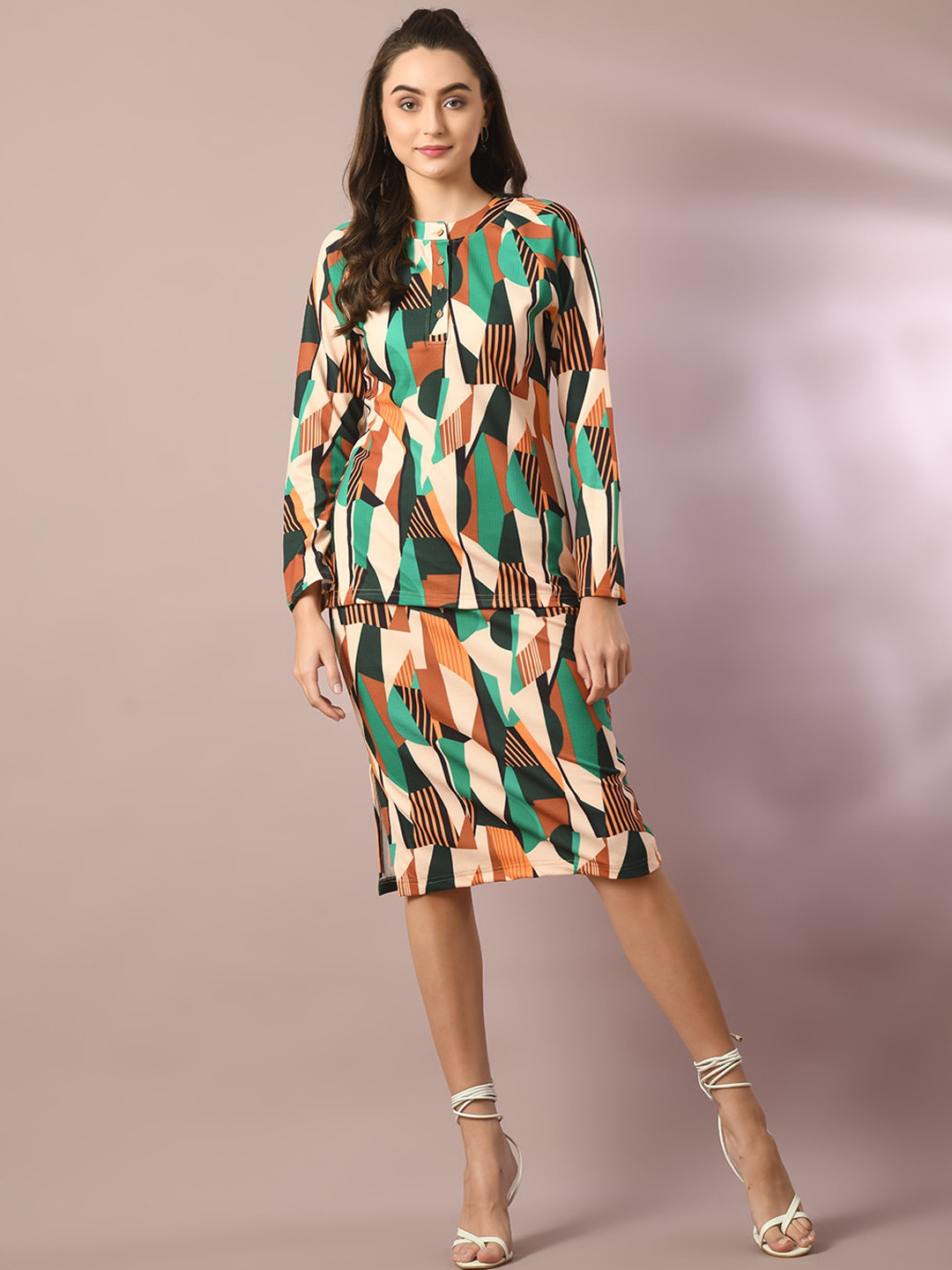 Straight Knee-Length Embroidered Skirt
