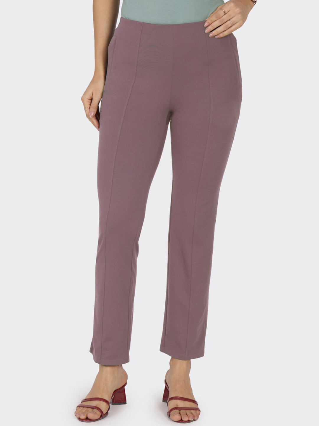 Women Striped High-Rise Wrinkle Free Trousers