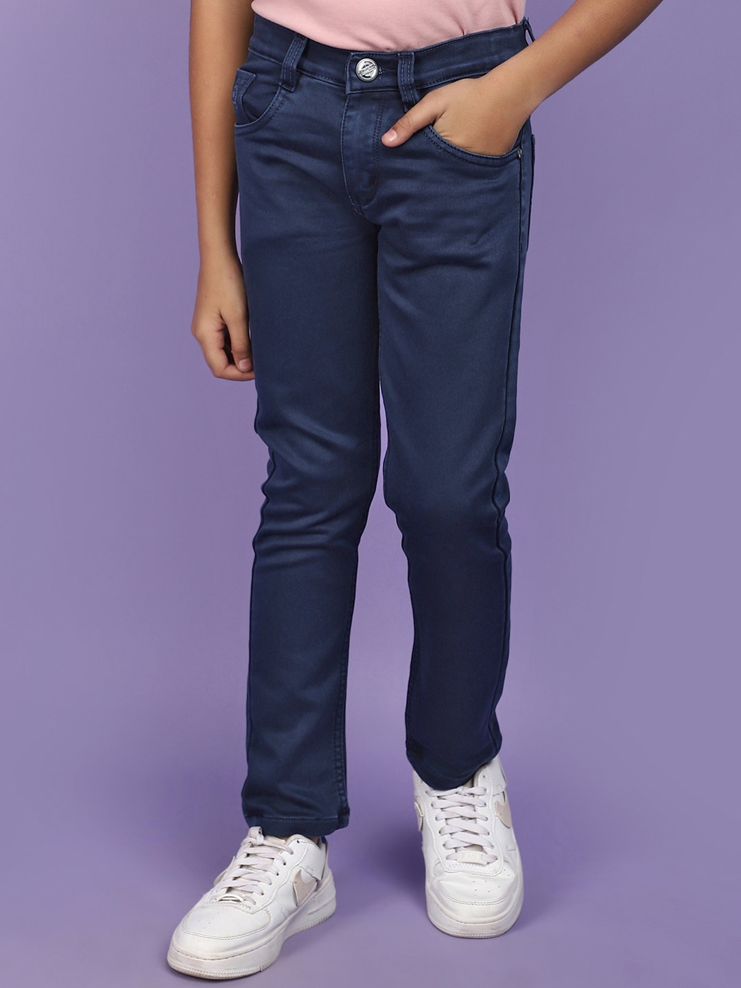 Buy V Mart Boys Mid Rise Denim Weave Cotton Chinos Trousers - Trousers ...