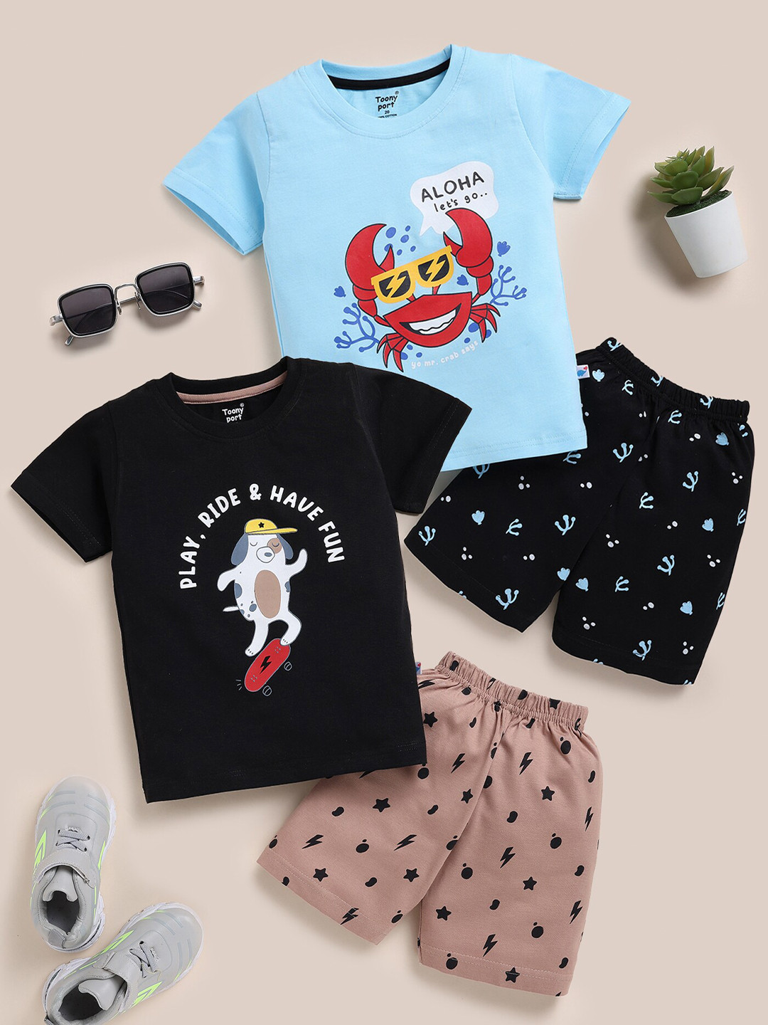 Boys Typography Printed Cotton Clothing Set