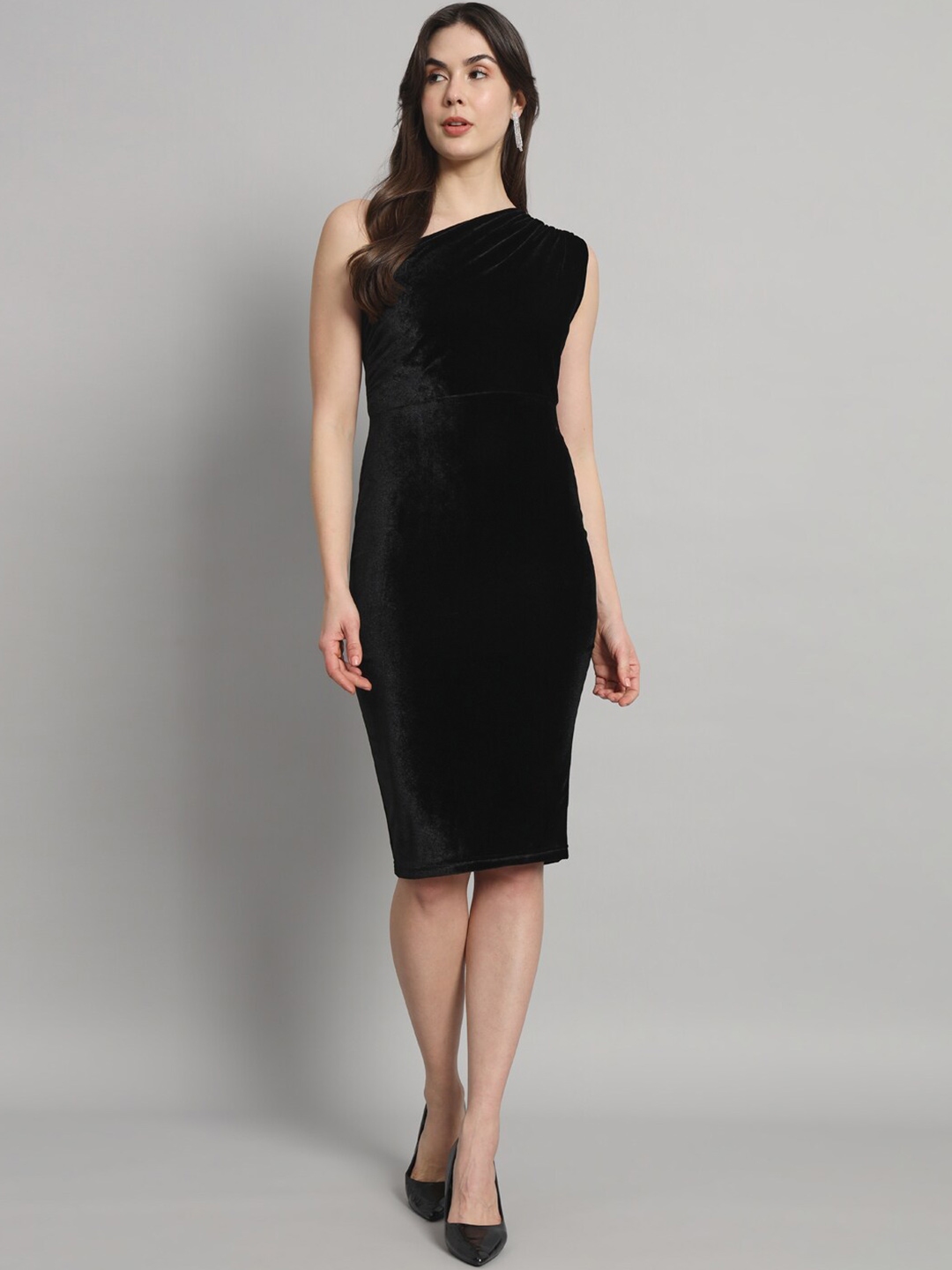 Buy VAARARO One Shoulder Velvet Bodycon Dress - Dresses for Women ...