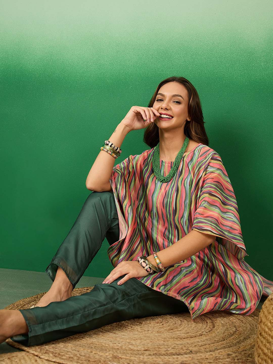 Printed Pure Cotton Tunic Top with Trousers Co-ords