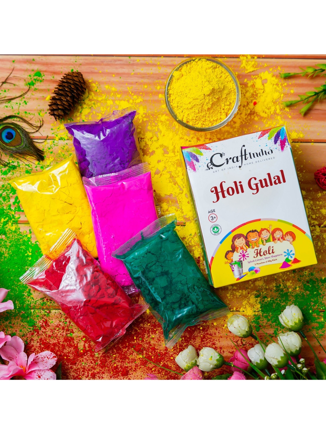 gloves with holi colours