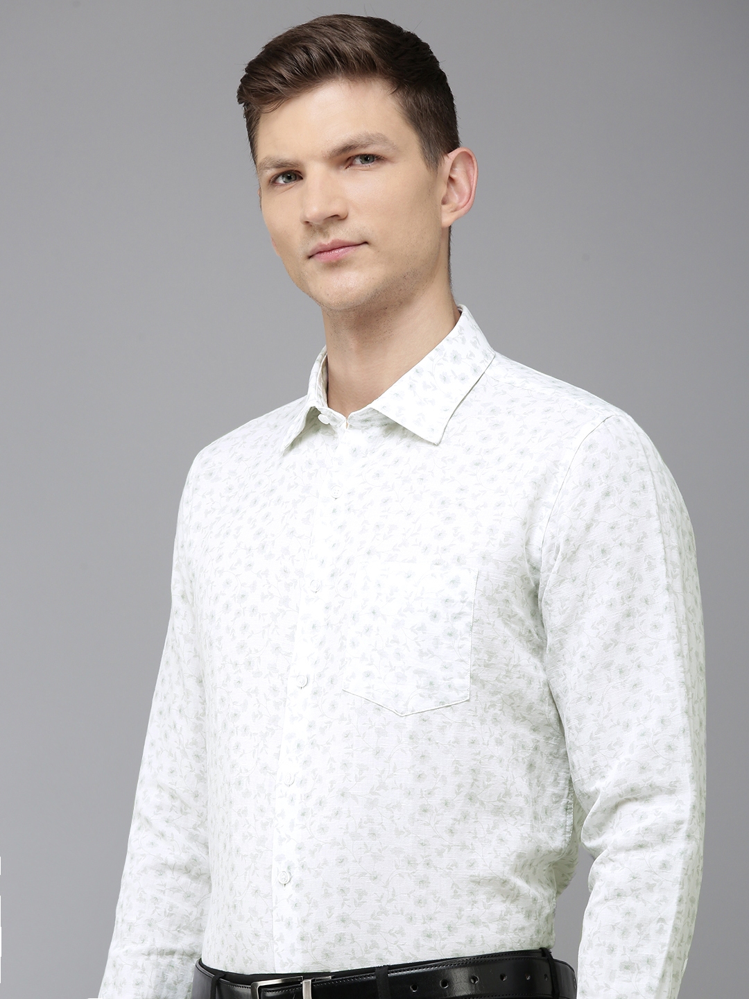 Buy Van Heusen Linen Cotton Slim Fit Floral Printed Formal Shirt ...