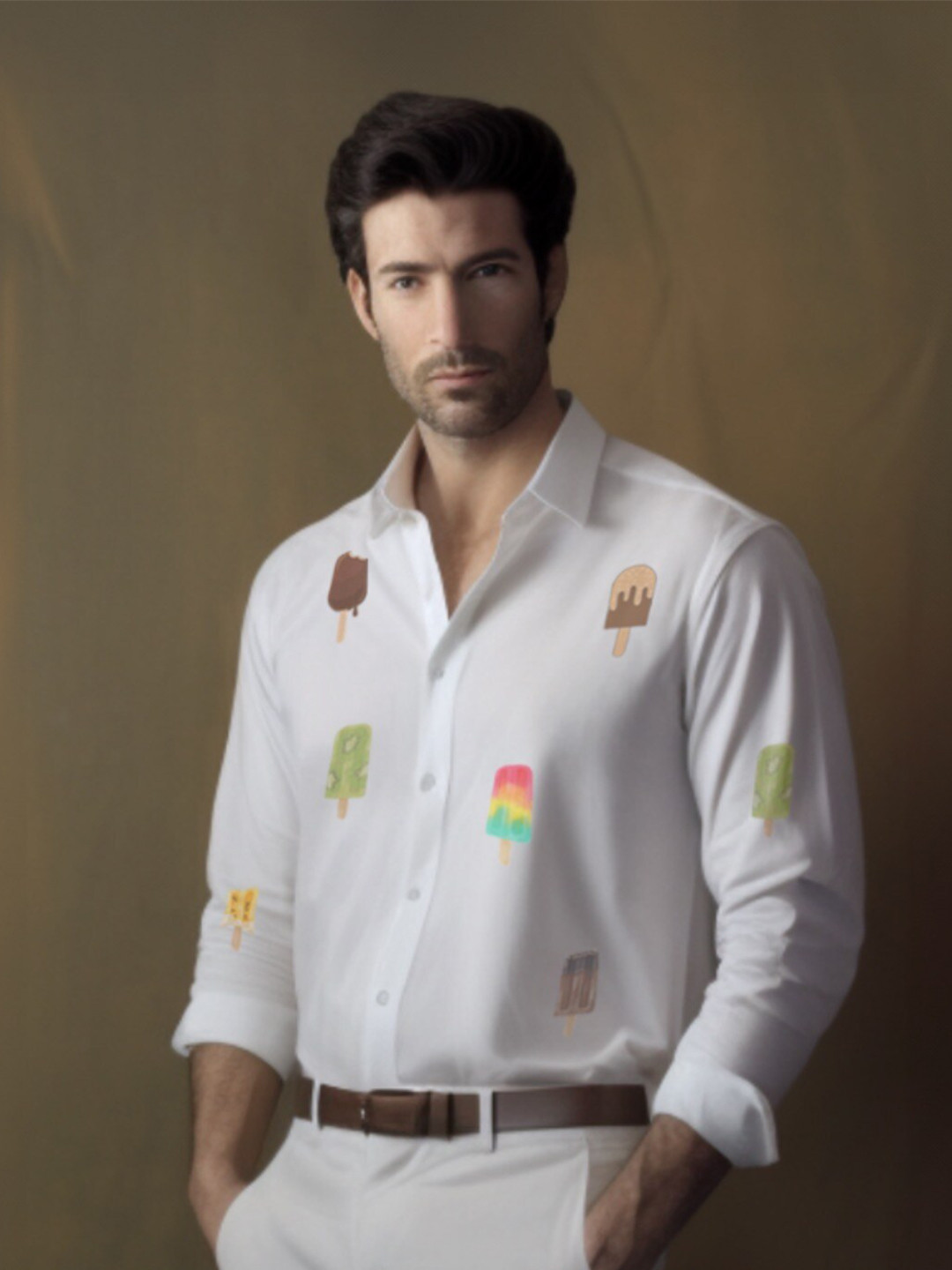 Cotton Digital Print Smart Fit Twill Casual Shirt