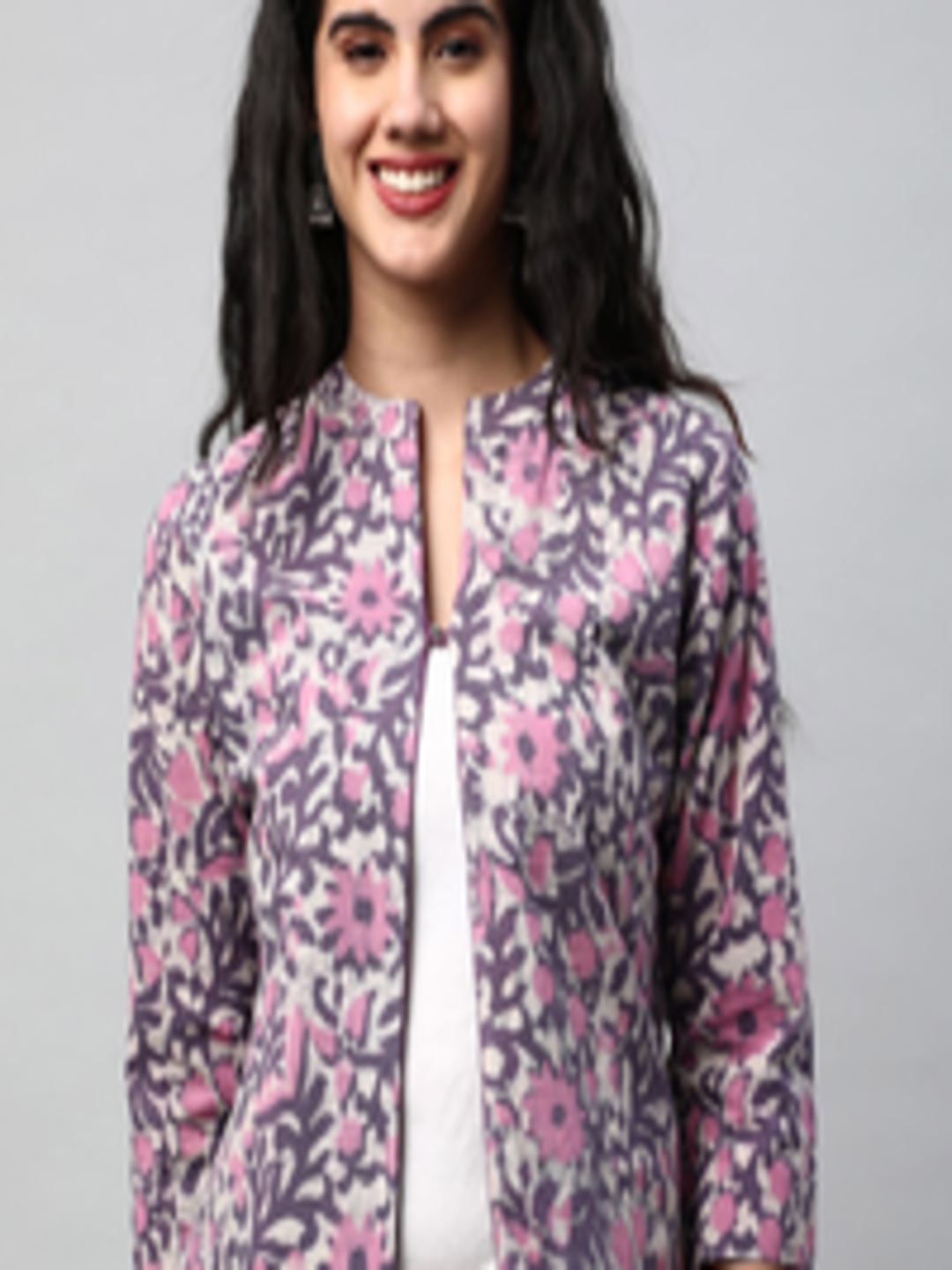 Buy KAMI KUBI Floral Printed Cotton Reversible Tailored Jacket ...