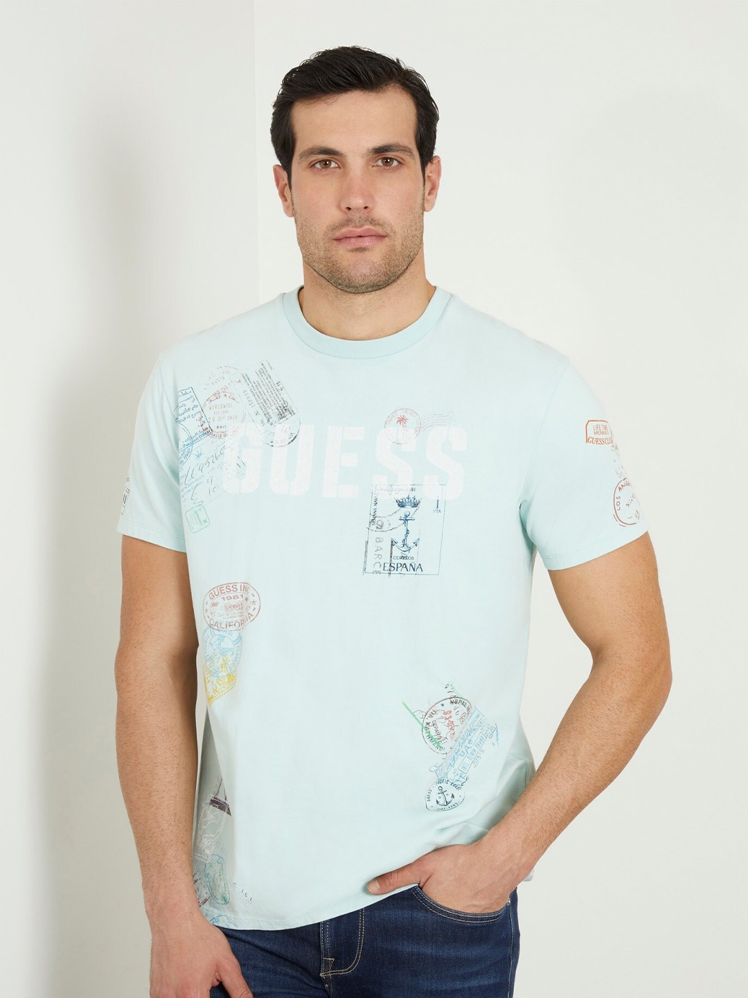 Buy GUESS Typography Printed Cotton T Shirt - Tshirts for Men 28414064 ...
