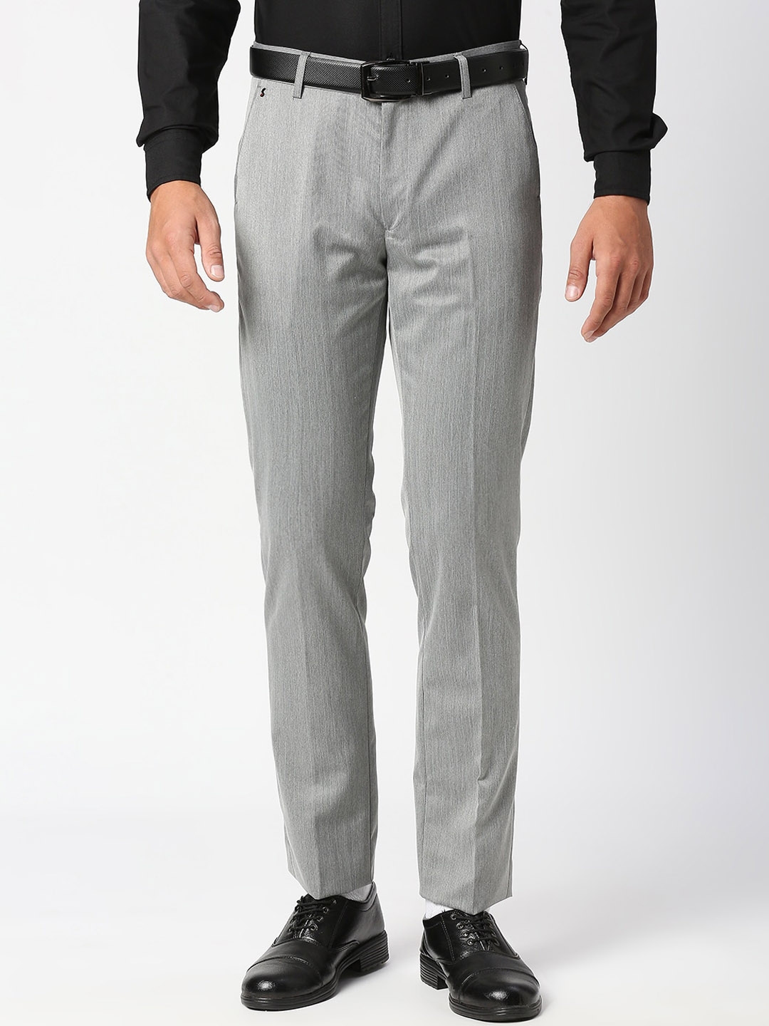 Buy Solemio Men Comfort Slim Fit Mid Rise Formal Trousers - Trousers ...