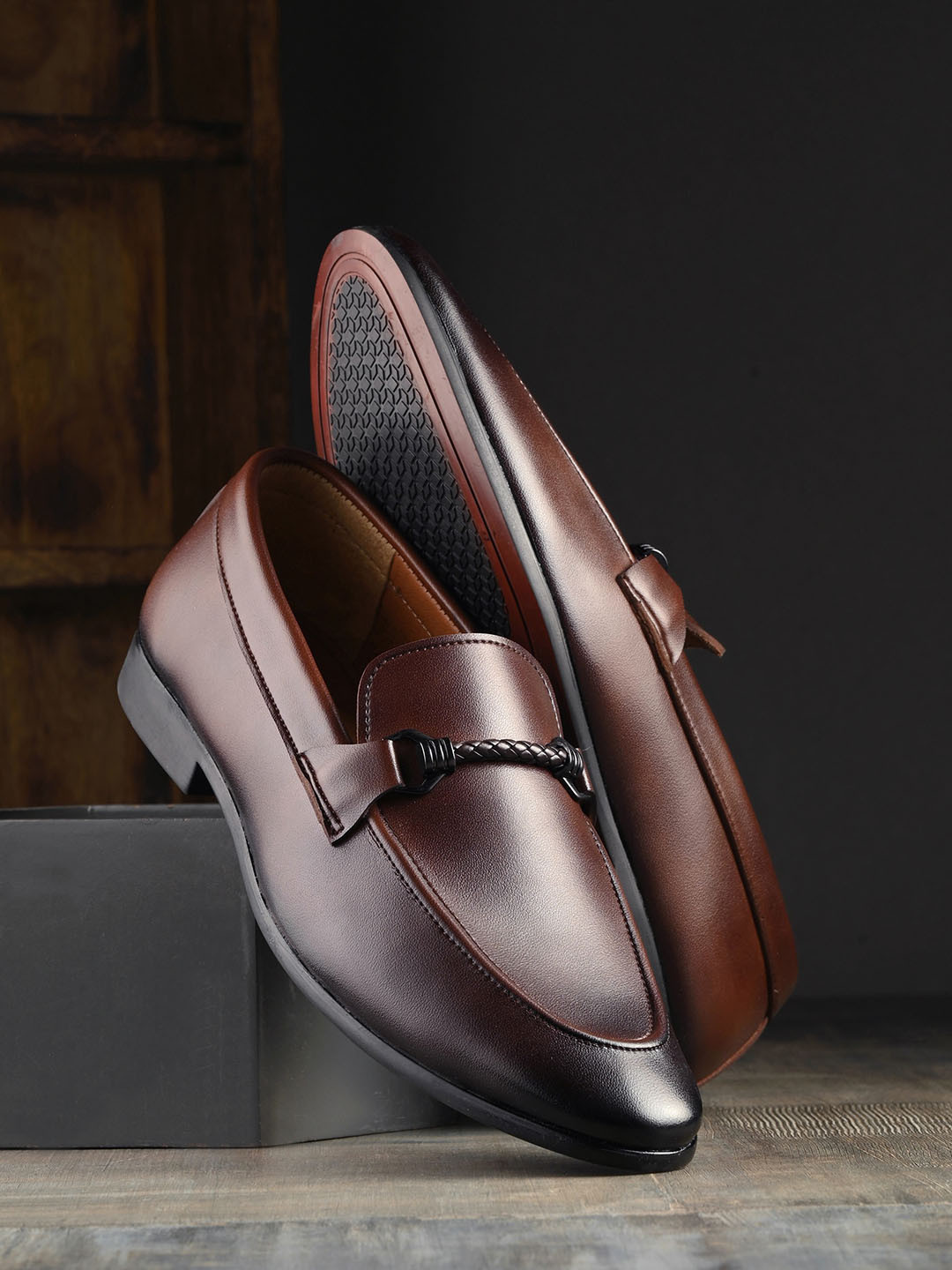 Michael By Michael Shannon Sherrill - Womens Closed Toe Faux Leather Slip On Classic Loafer Flat Brown Size 6.0 Medium Width