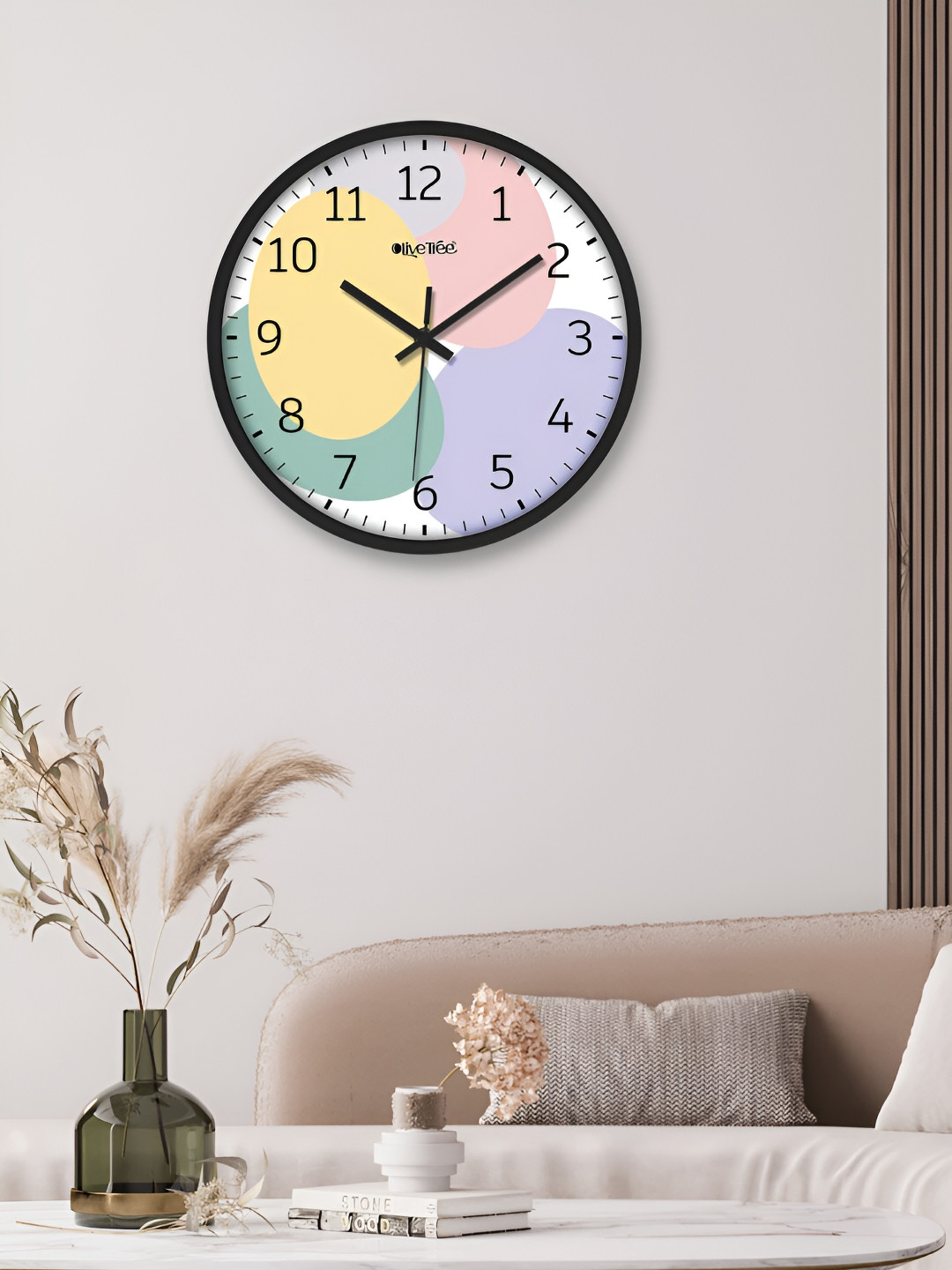 Buy OLIVE TREE Black & Green Textured Contemporary Wall Clock - Clocks ...