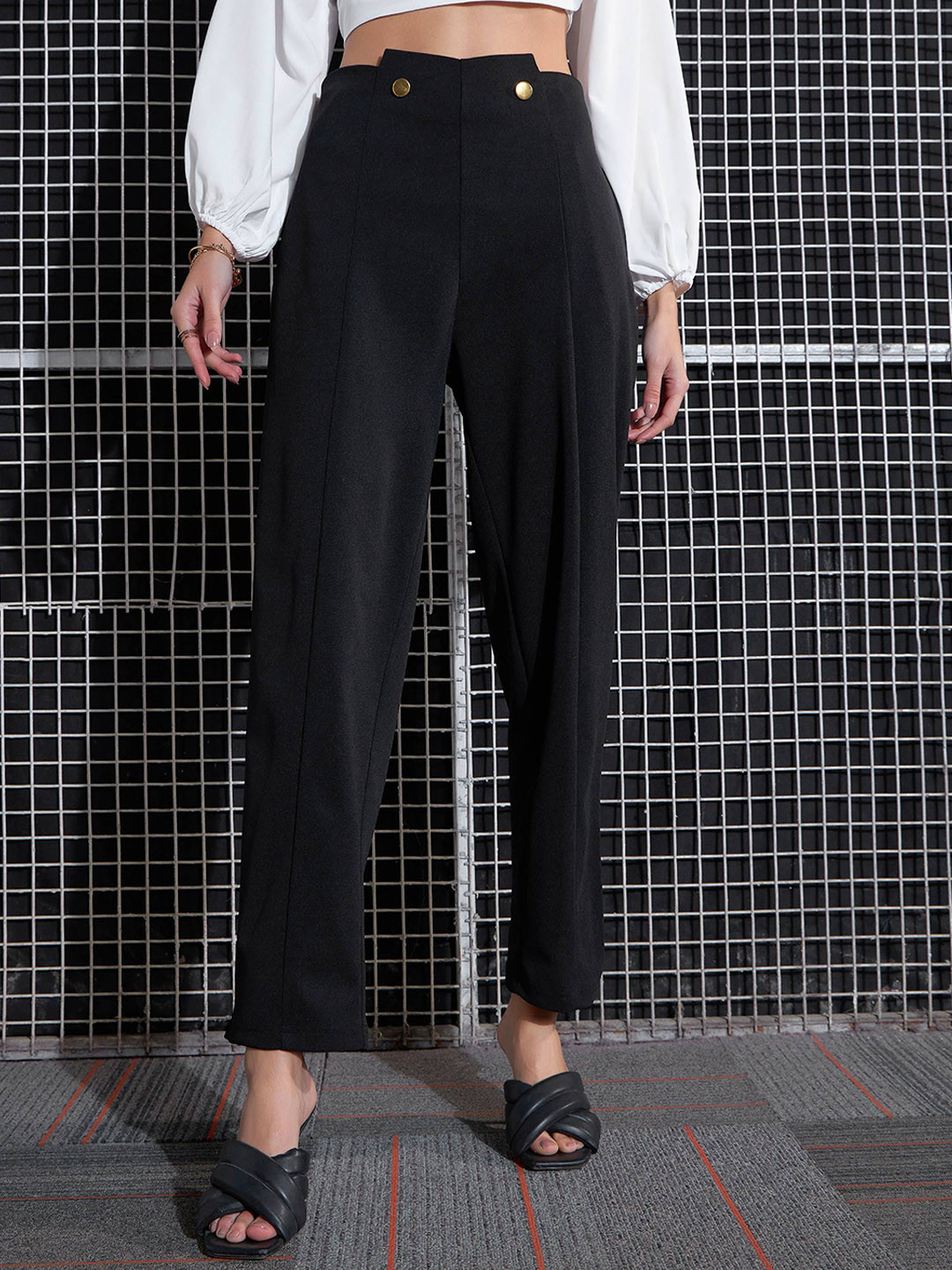 Women Black High-Rise Trouser