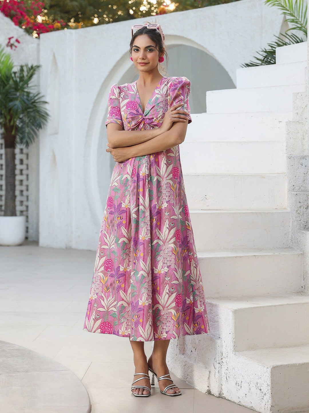 Jiyara Rani Cross Gather Floral Dress - Ready to Ship main image 1