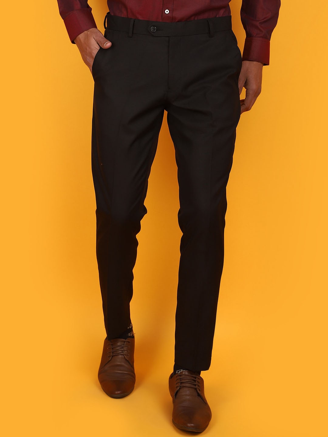 Buy V Mart Men Mid Rise Regular Fit Cotton Trousers - Trousers for Men ...