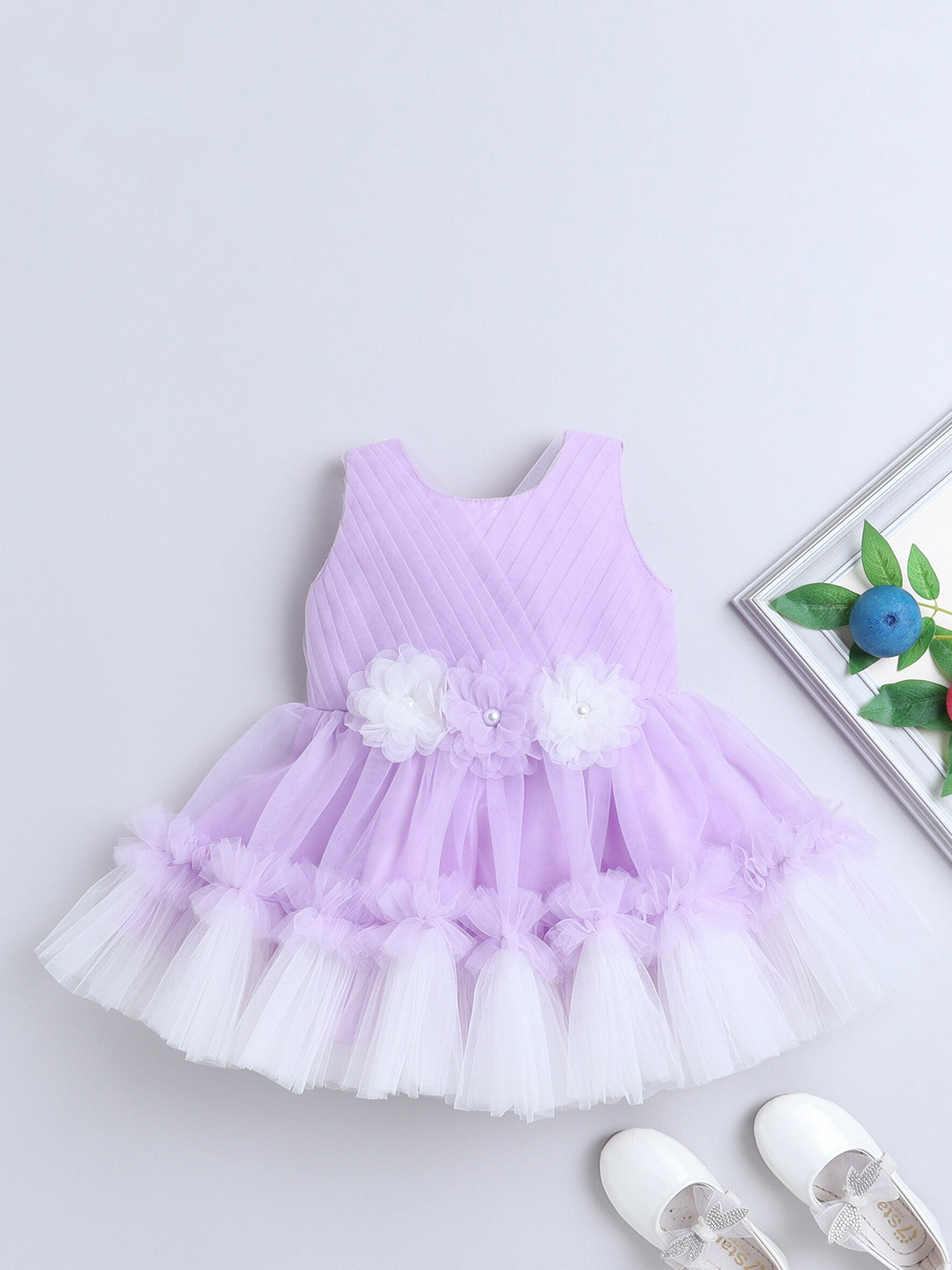 Girls Solid Fit and Flare Long Frock Dress