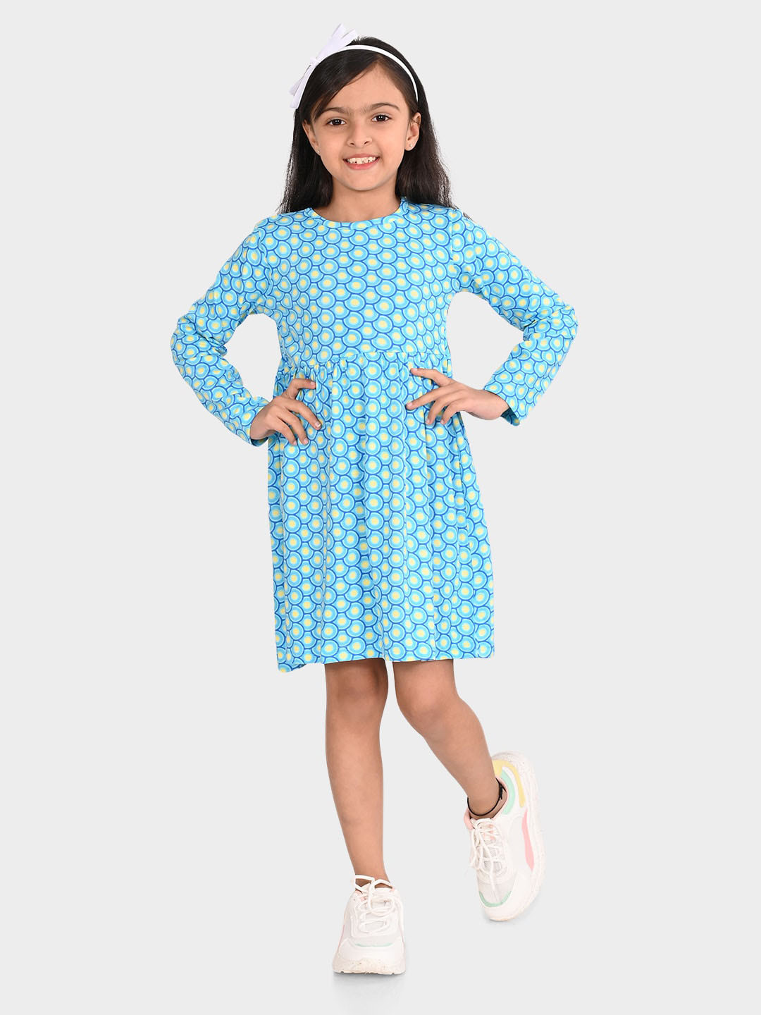 Girls Polka Print Fit and Flare Sleeveless Frock Dress