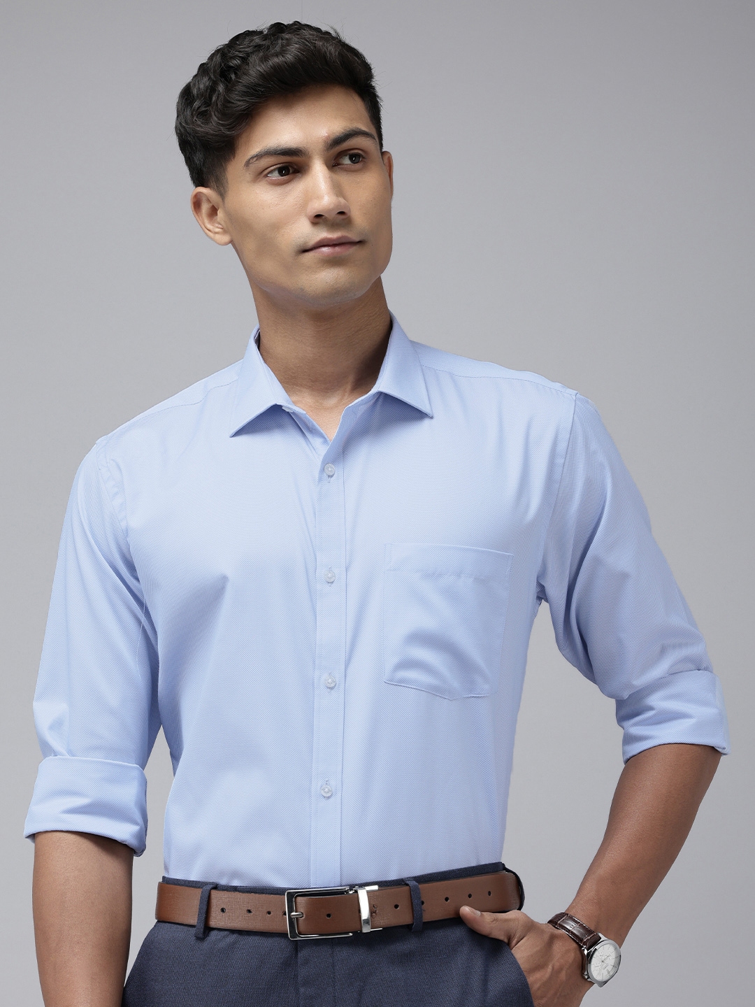 Buy Park Avenue Self Design Slim Fit Textured Formal Shirt - Shirts for ...