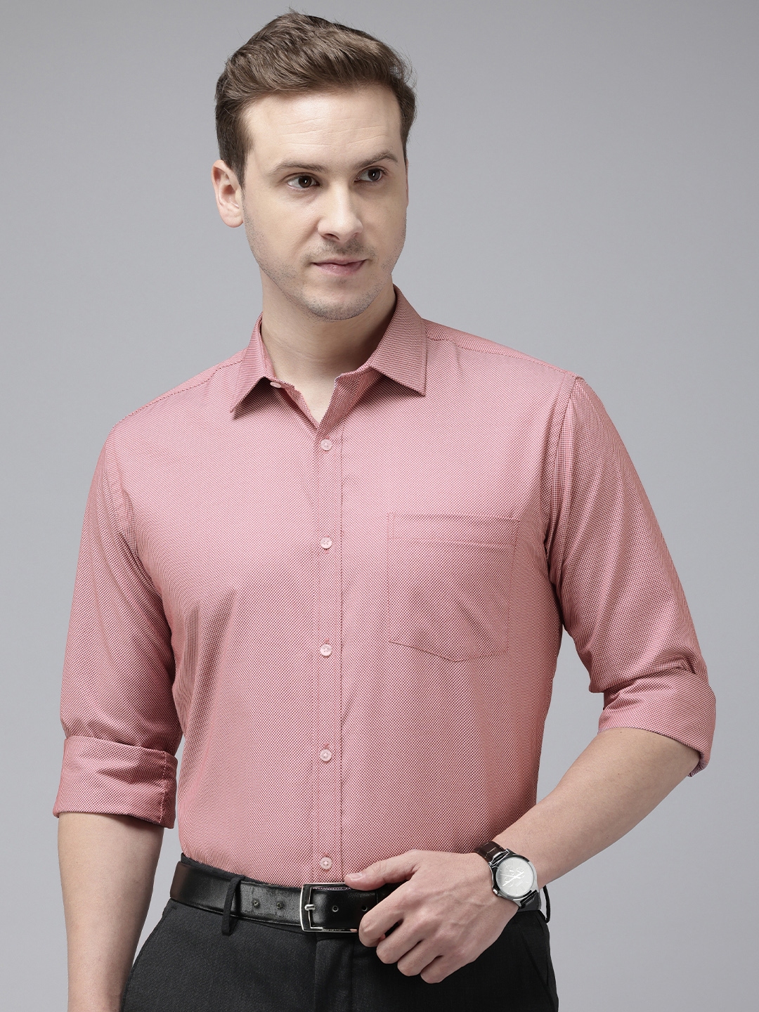 Buy Park Avenue Self Design Slim Fit Textured Formal Shirt - Shirts for ...