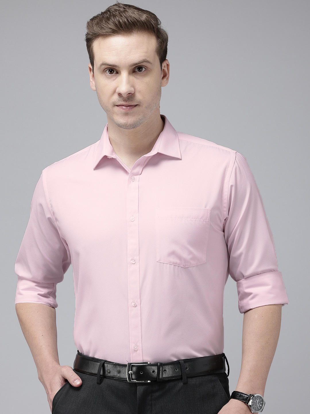 Buy Park Avenue Self Design Slim Fit Textured Formal Shirt - Shirts for ...