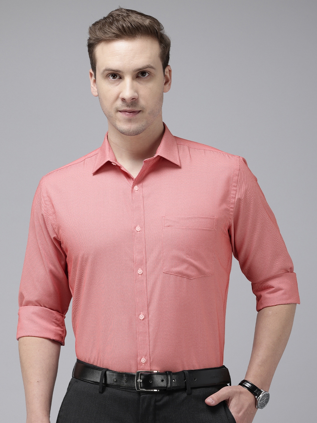 Buy Park Avenue Self Design Slim Fit Textured Formal Shirt - Shirts for ...