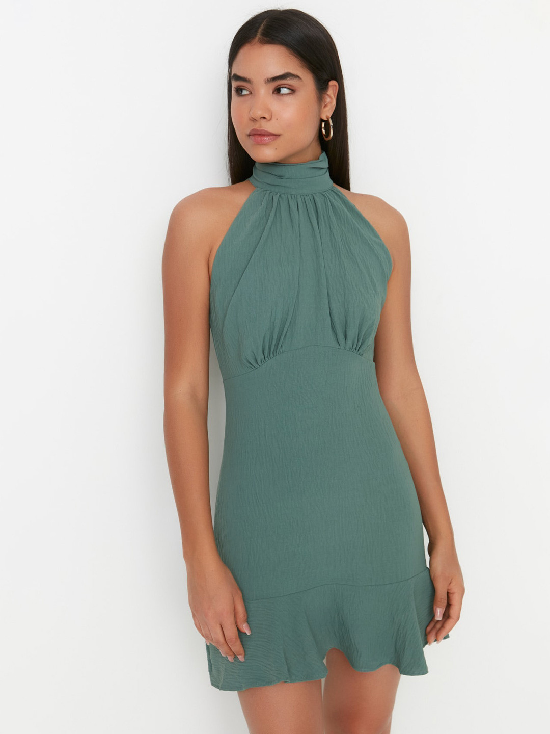 High-Neck Brushed Knit 'Skin' Shell Dress