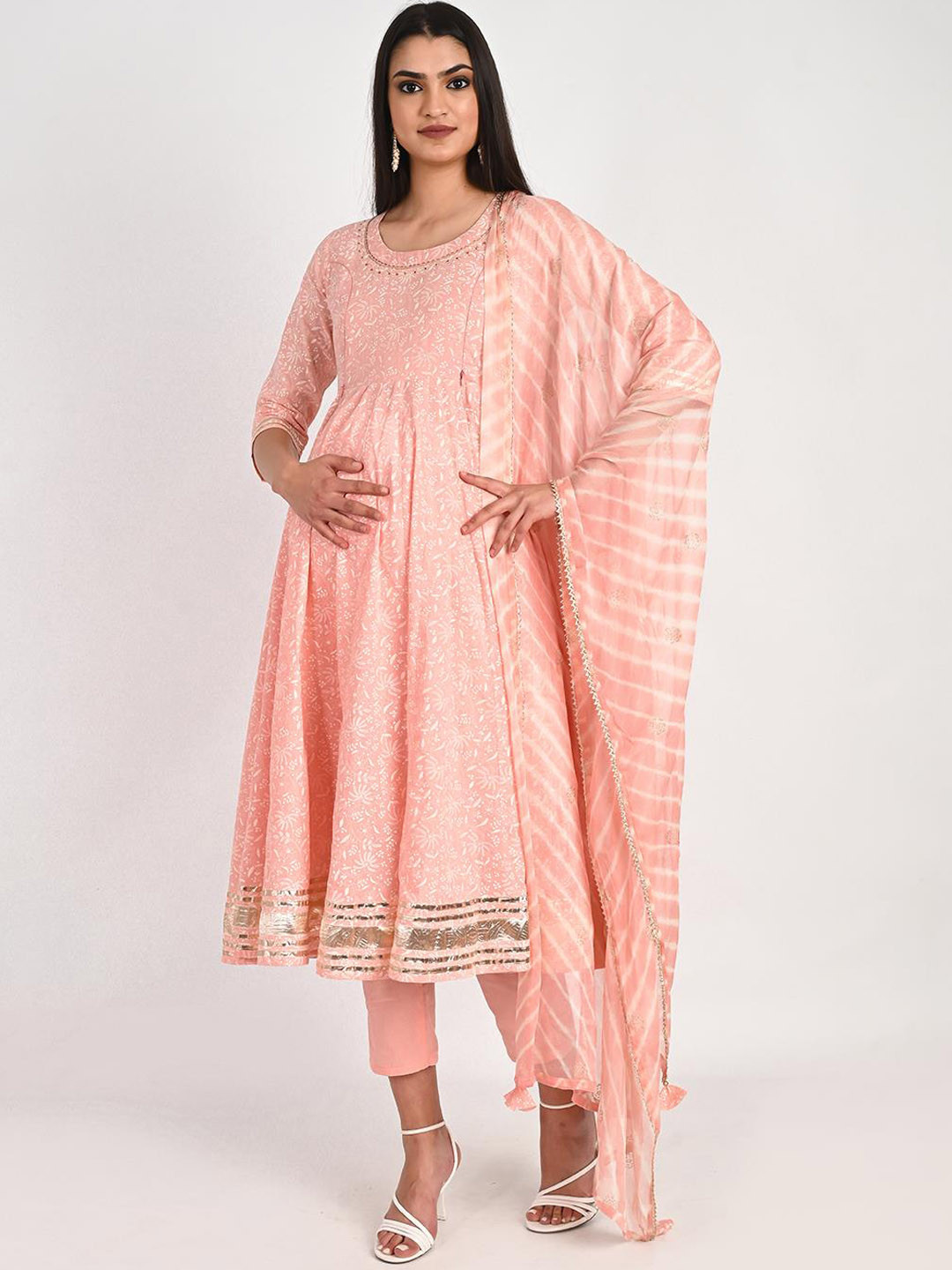 Babyhug 100% Cotton Woven Full Sleeves Floral Printed Kurta Dhoti Set - Mustard