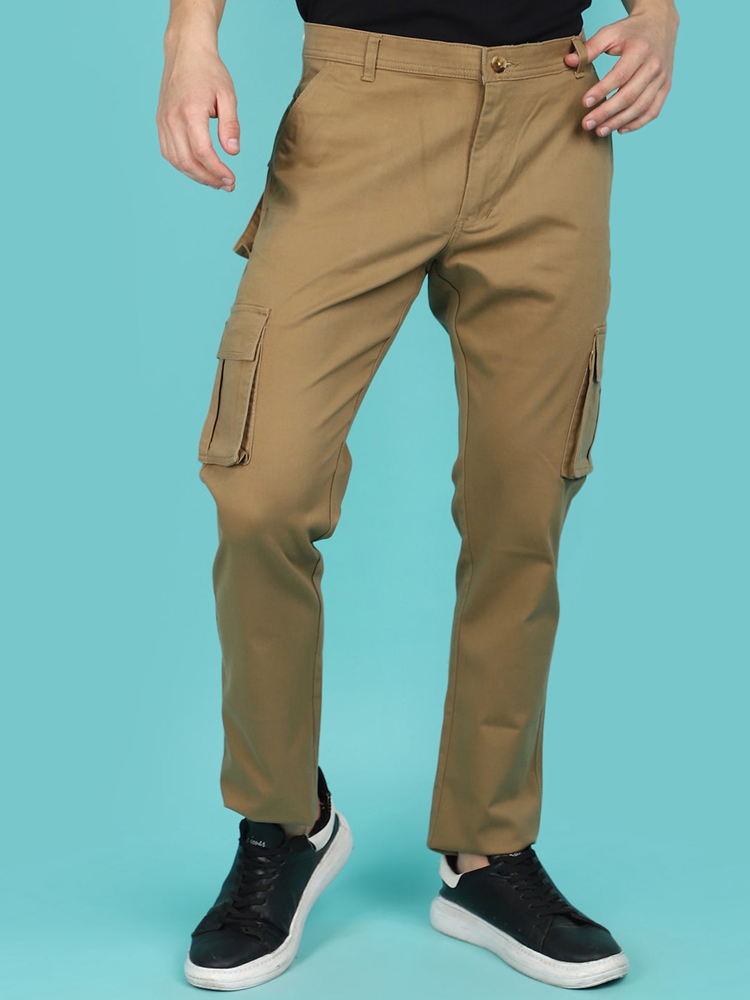 Buy V Mart Men Mid Rise Cotton Cargo Joggers Trousers - Trousers for ...