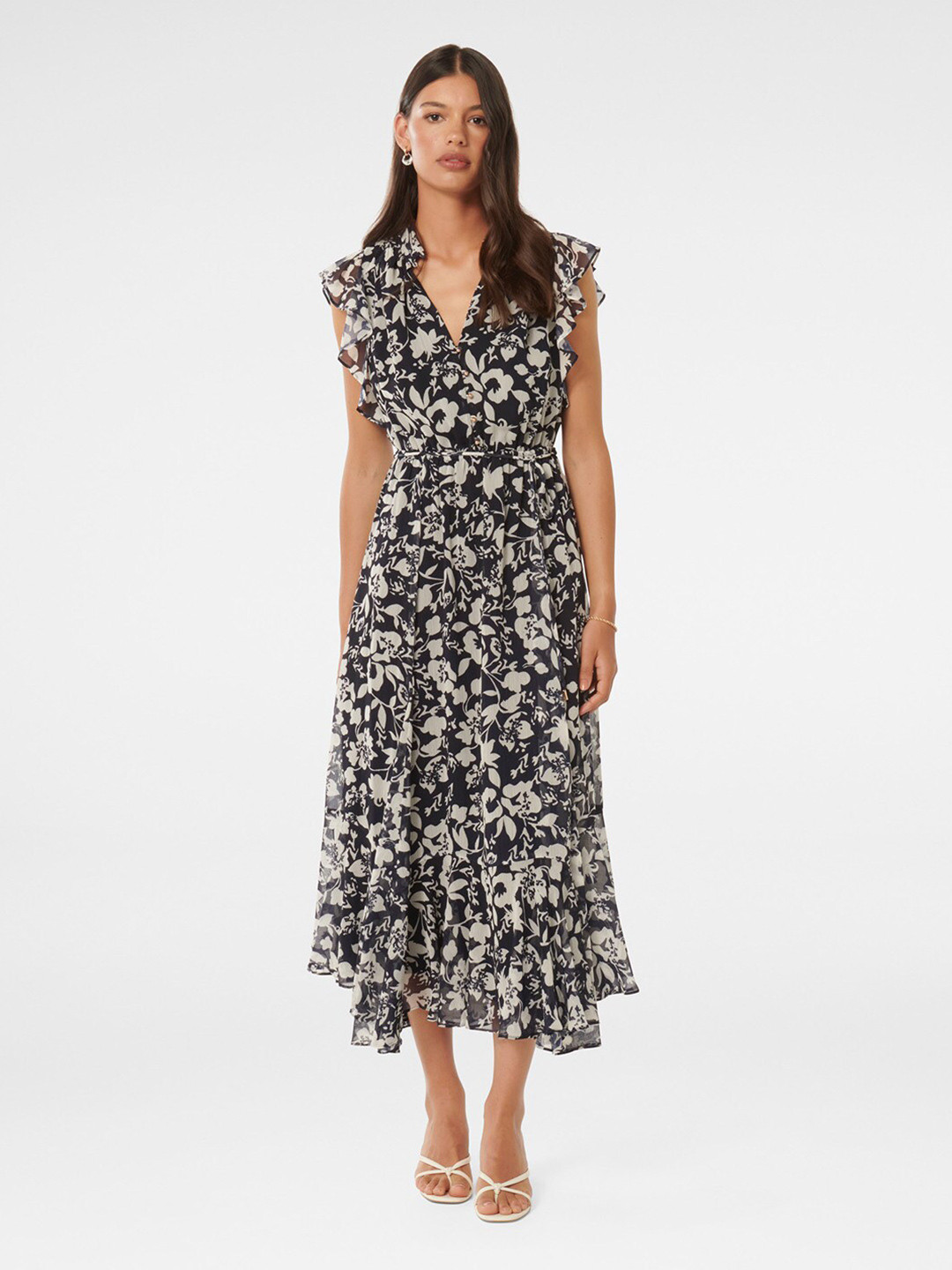 Girls Floral Printed Fit and Flare Dress