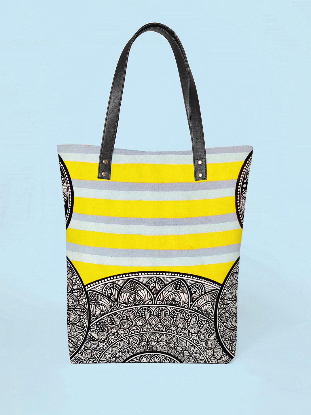 Hanukkah Black Print Pattern Leather Tote Bag