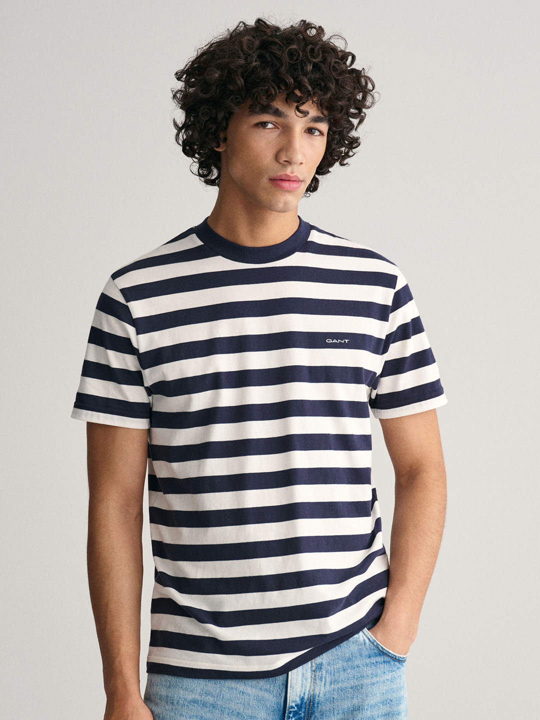 Men's Striped Round Neck Short Sleeve T-Shirt main image 0