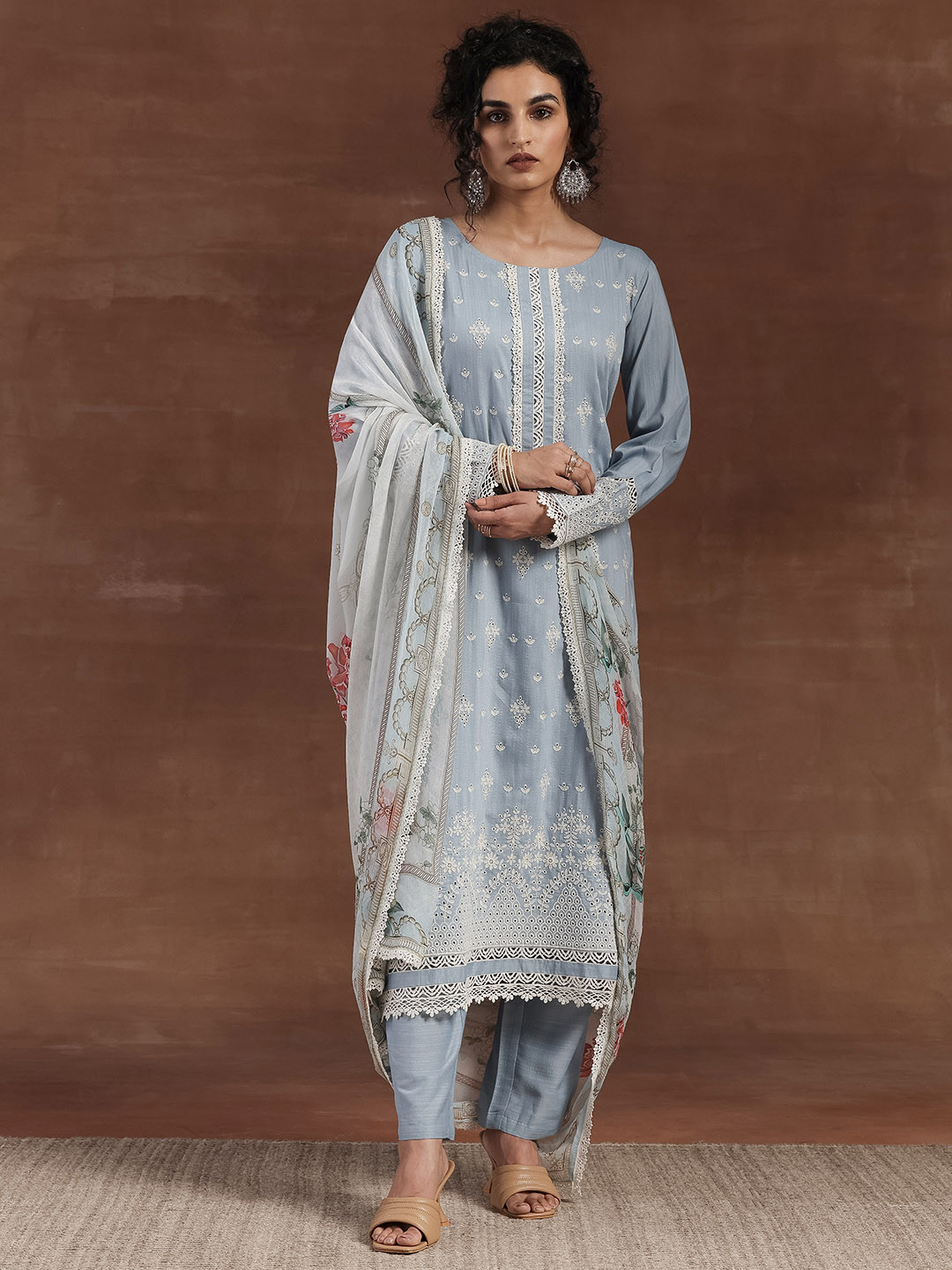 Women Teal Green Gotta Patti Kurta with Trousers & With Dupatta