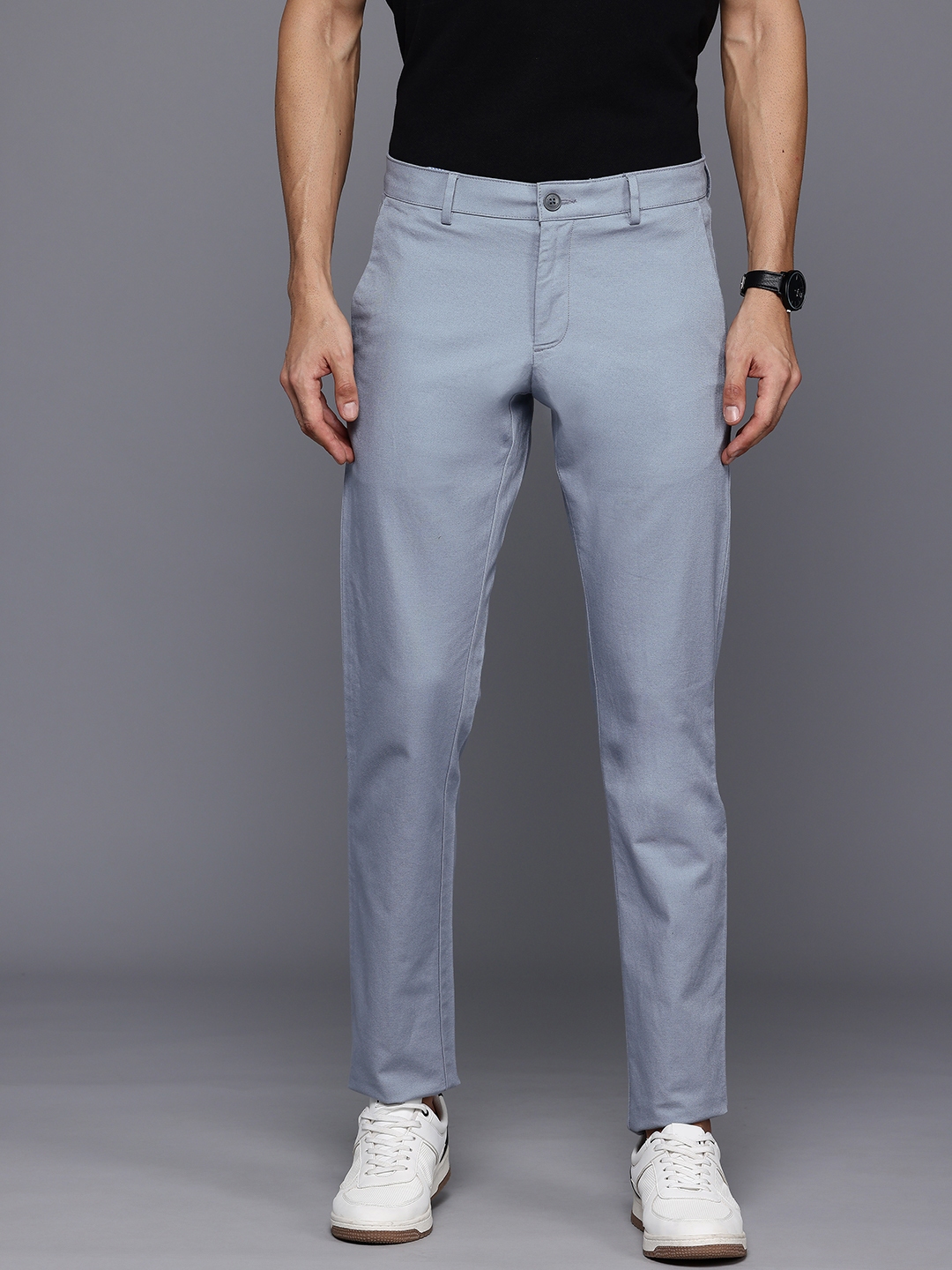 Buy Allen Solly Men Textured Smart Slim Fit Chinos Trousers - Trousers ...