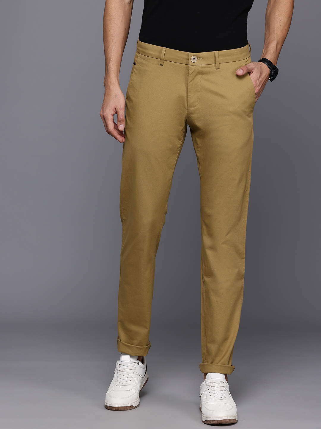 Buy Allen Solly Men Smart Slim Fit Chinos Trousers - Trousers for Men ...