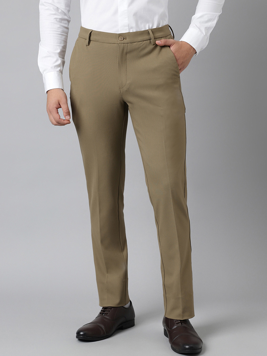 Buy SUBTRACT Men 4 Way Stretch Flex Waist Slim Fit Formal Trousers ...