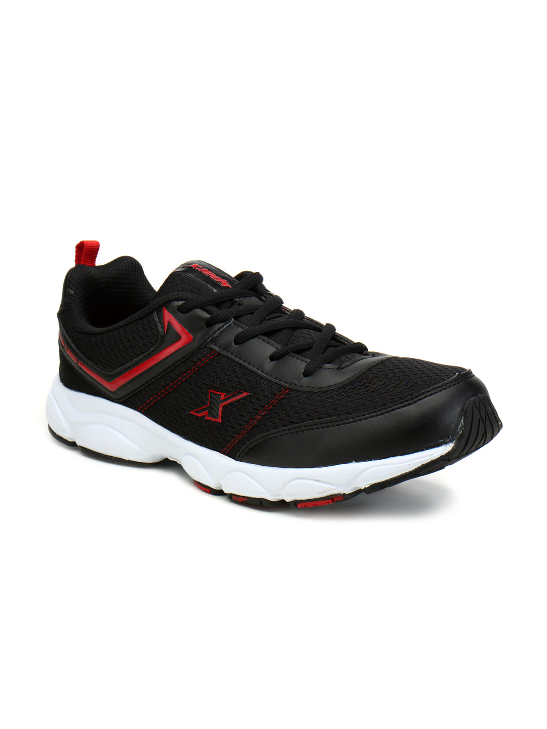 sparx men's black and red running shoes