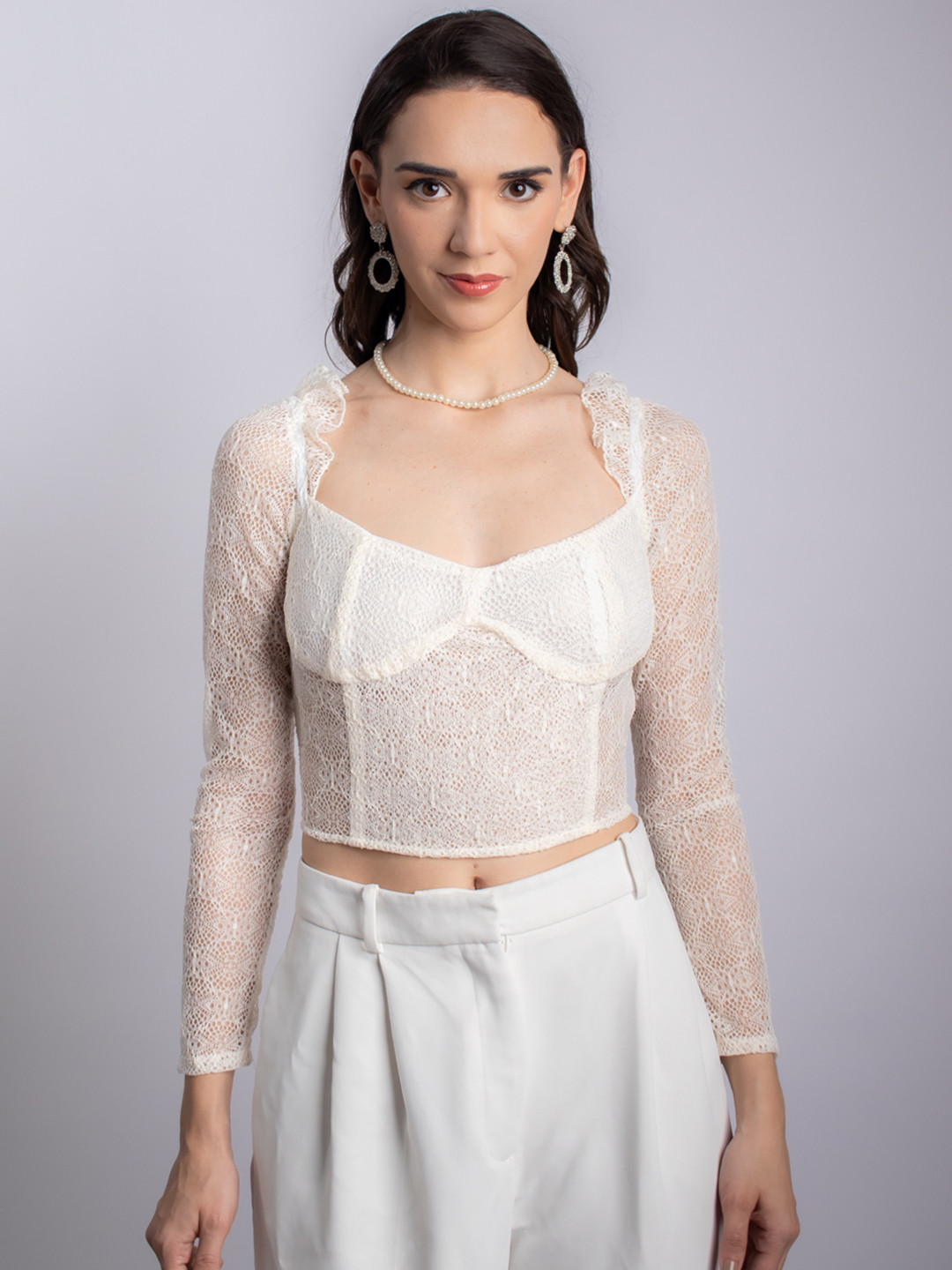 Aubrina Lace Corset Crop Blouse